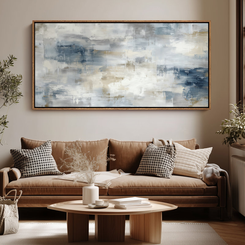 Abstrait bleu doux et neutre pour impression murale de salon ou de chambre à coucher, H 30 po x l 60 po, Naturel
