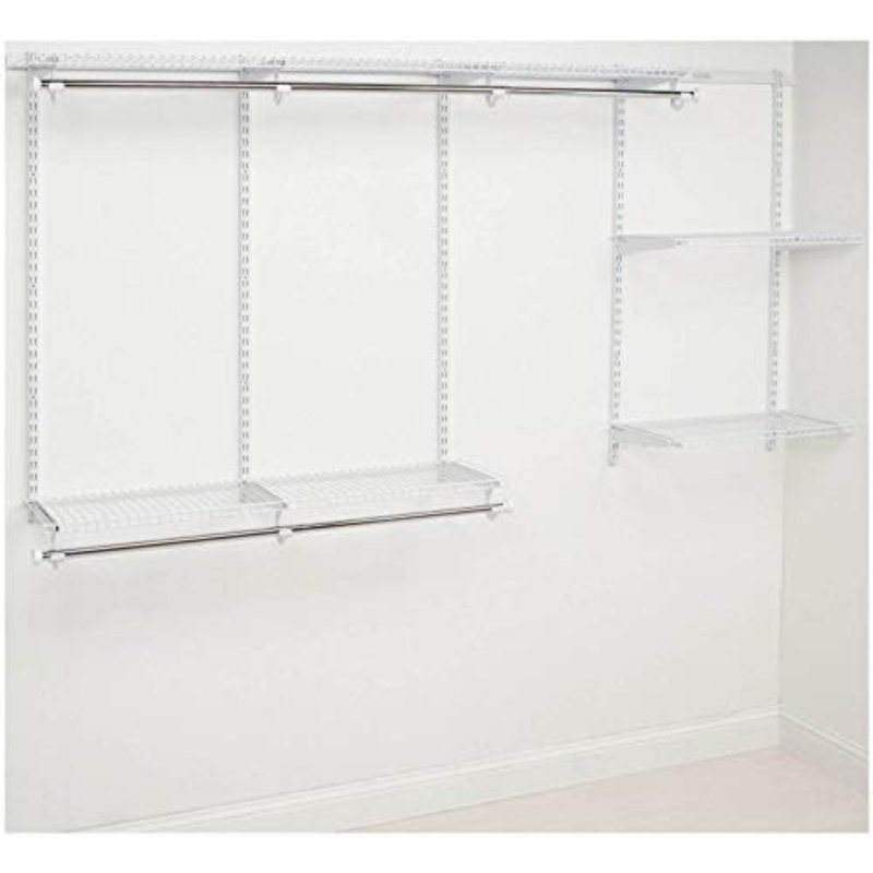 Ensemble de placard personnalisé Configurations, 4-8 pi Tablettes réglables en fil métallique, finition blanche, système d'organisation extensible, quincaillerie incluse, pour garde-robe / garde-manger / vestiaire