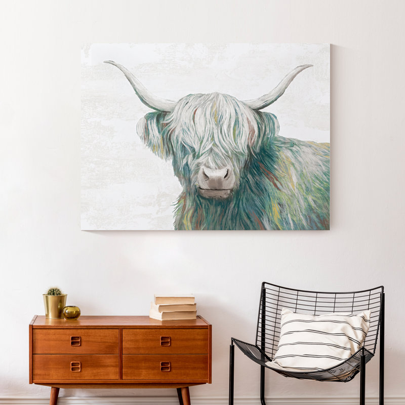 Impression sur toile peinte Highland Cow, H 30 po x l 40 po