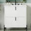 Meuble-lavabo blanc de 30 po avec lavabo en céramique, système de tiroir à fermeture en douceur, aspect cannelé et configuration de rangement optimale