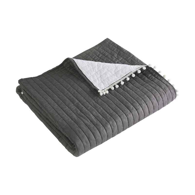 Pom Pom Slate Quilted Throw, Slate
