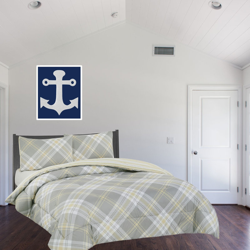 Twin Blue and Gray Reversible Microfiber Comforter Set
