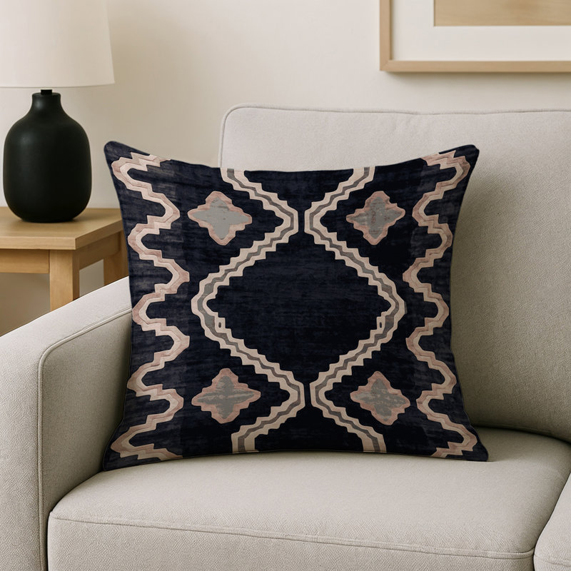 Coussin décoratif intérieur et extérieur Modern, Gris géométrique 44, Carré 18 po