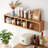 Solid Oak Wall Shelf With Multi-Cubby Design