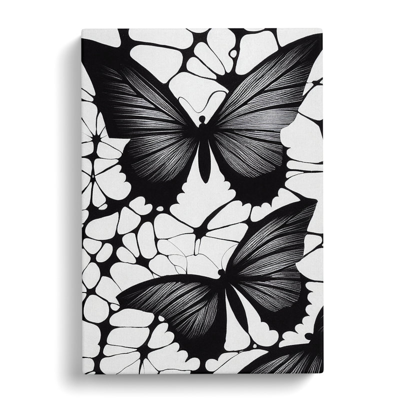 Monochrome Butterflies - Wrapped Canvas, 60cm H x 40cm W x 3cm D