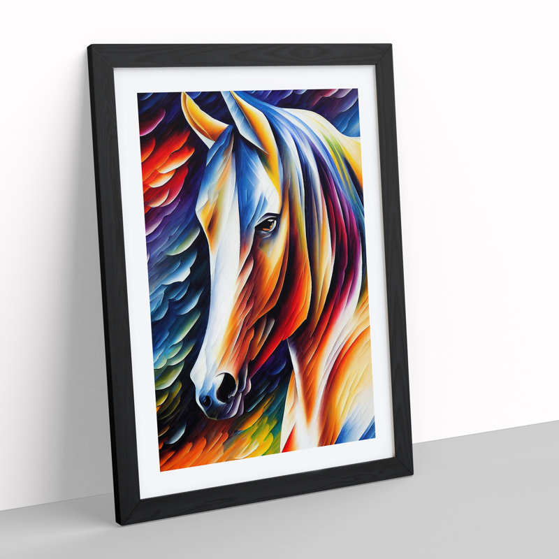 Horse Portrait No.2 - Single Picture Frame Painting, Black, 64cm H x 46cm W x 2cm D