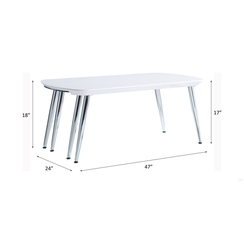 Table basse blanche et chrome
