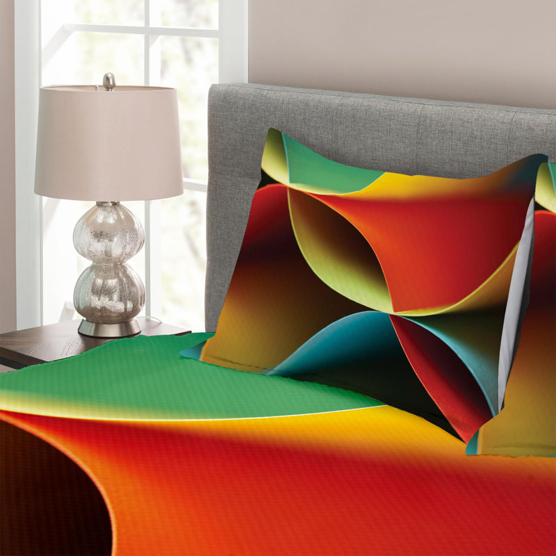 Abstract Modern & Contemporary Polyester Coverlet, Queen Coverlet + 2 Shams