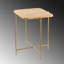 Table basse moderne avec structure en métal, finition dorée et naturelle, 18,1 po x 22,0 po x 18,1 po | Fabrication 100% bois massif, assemblage facile | Conception élégante et durable pour le salon, décoration intérieure contemporaine-687224348