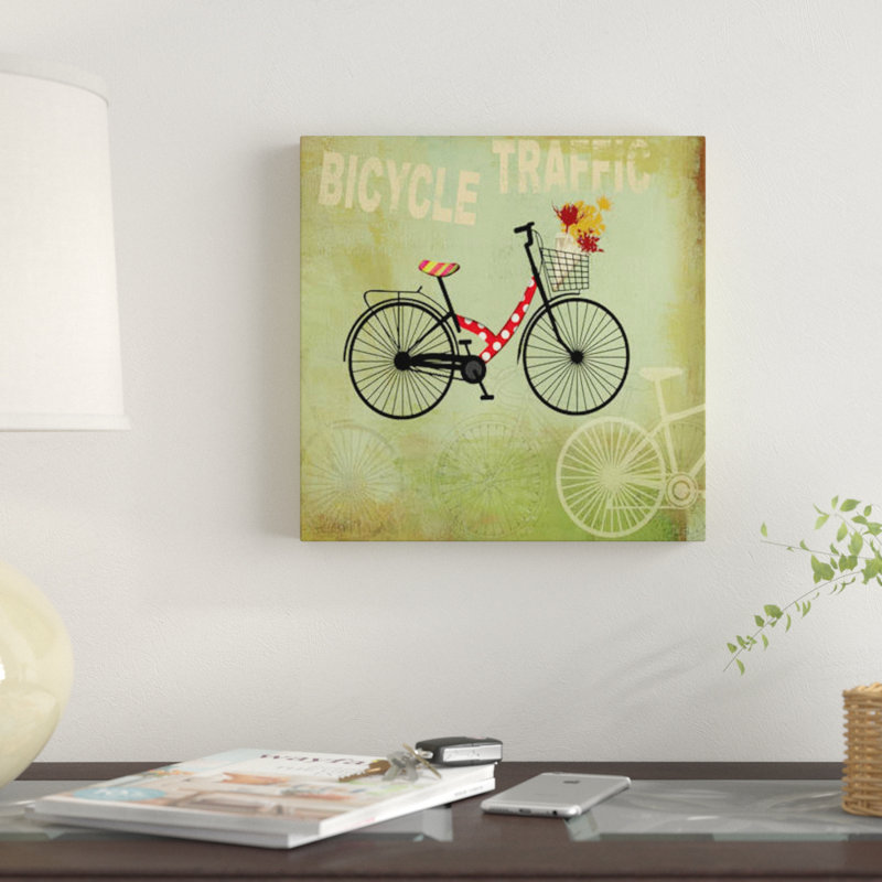 « vélo traffic », reproduction d’impression sur toile, H 18 po x l 18 po x P 1,5 po, Toile tendue, Pas de tapis