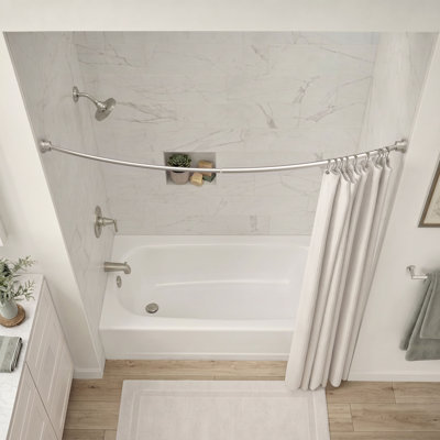 Tringle de douche incurvée murale en acier inoxydable de 42 à 72 po / tringle de style hôtel