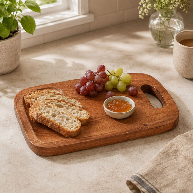 Acacia Wood Cutting Board with Built-In Handle