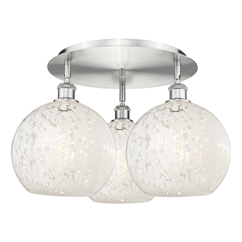 Plafonnier semi-encastré en verre Berfield, Nickel satiné