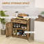 Buffet avec comptoir en bois massif, armoire de rangement de cuisine moderne, armoire à café avec 2 tiroirs, portes et tablette réglable, brun rustique