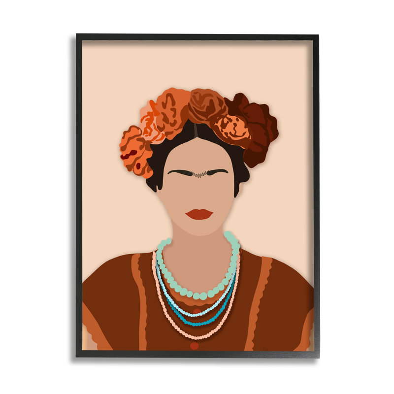 Portrait de l'artiste Frida, Giclée encadrée noir minuit, H 14 po x l 11 po
