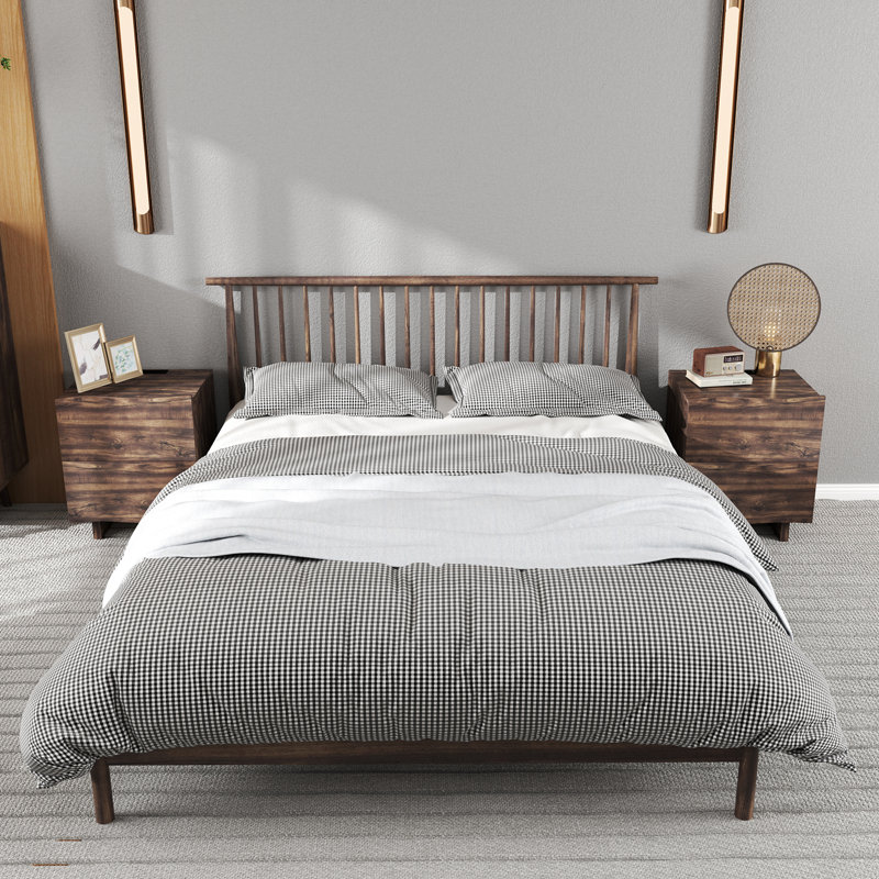 Parthenia 18.9'' Wide Nightstand In Wood Finish With Built-In Power Outlet, Dark Brown Wood