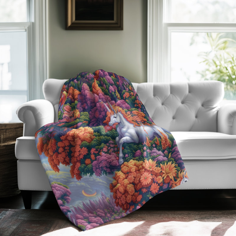 Enchantement de fleurs colorées - couverture en sherpa de qualité supérieure 1 pièce - reproduction d'art luxueuse, Grand lit