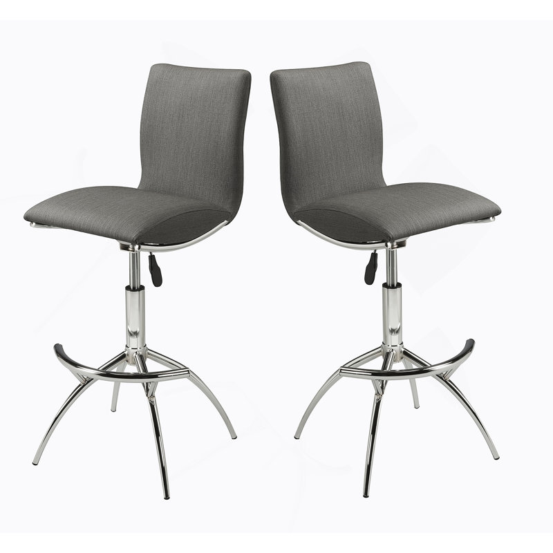 Tabouret de bar moderne à texture réglable en similicuir / chrome de couleur grise, Gris