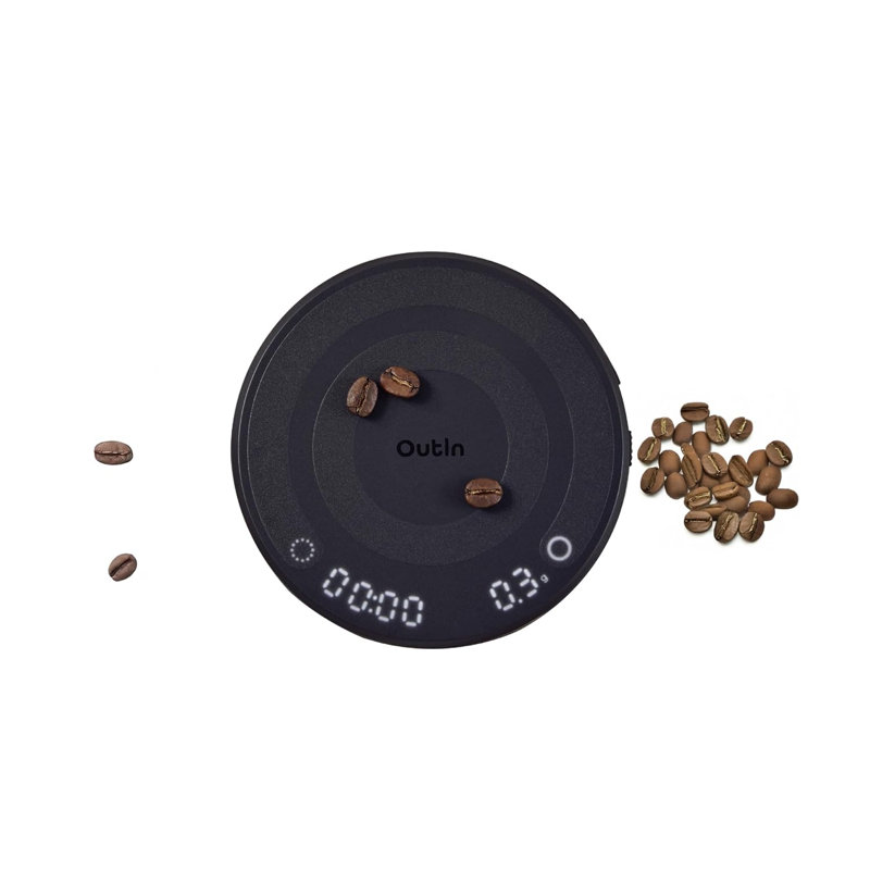 Outin Claro Portable Coffee Scale, Digital Espresso Scale With Timer, 0.1g Precision, Rechargeable Pour Over Scale, Black