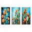 Cactus bleu et bronze brossé - ensemble de 3 décorations murales en métal cactus-103227750