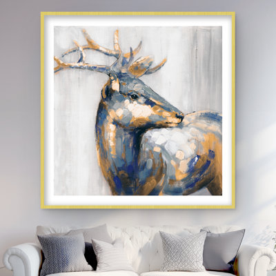 Cerf doré - reproduction encadrée pour décor de chambre à coucher