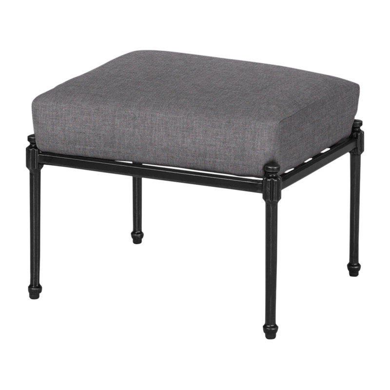 Morro Bay Outdoor Ottoman, Cast Slate Sunbrella® Plainweave, Midnight Gold