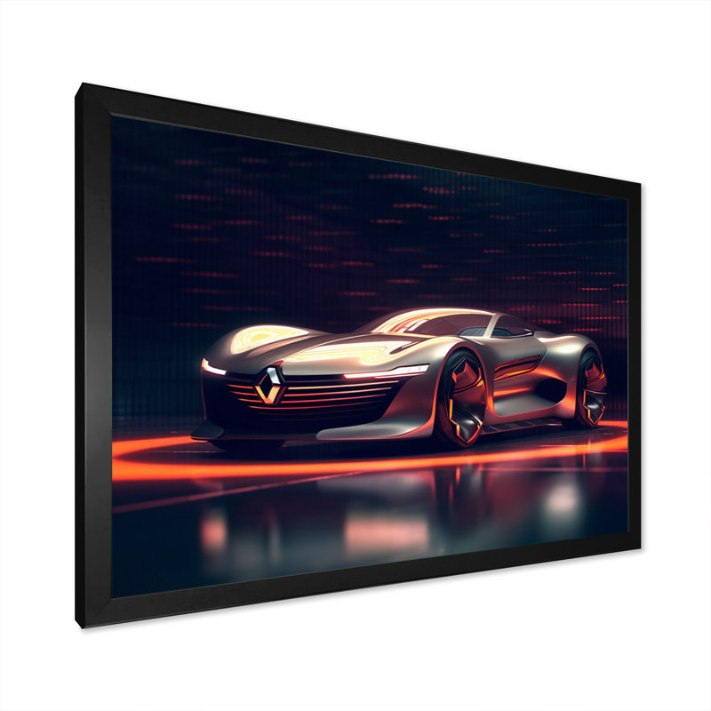 Voiture exotique néon français I, Cadre photo noir, H 12 po x l 20 po x P 1 po