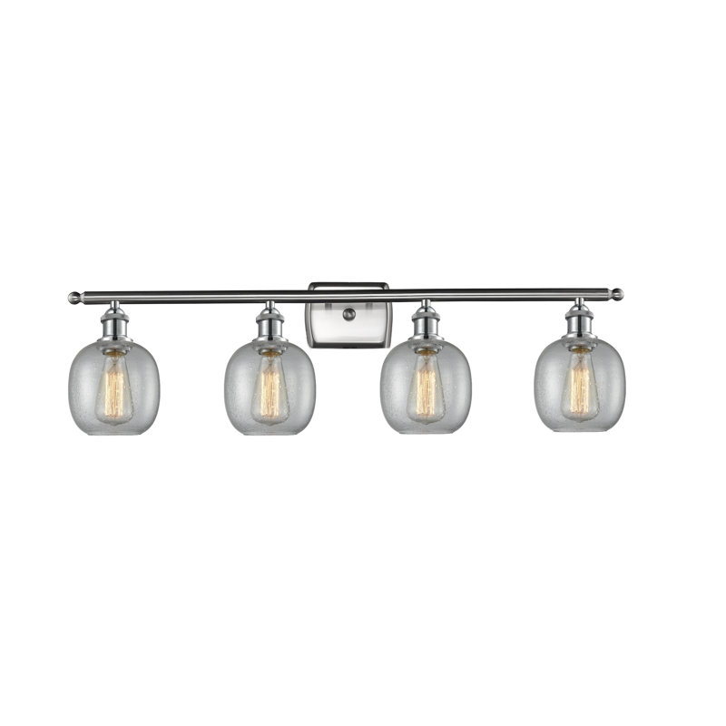 Éclairage pour meuble-lavabo à intensité variable Carlucci, Nickel satiné brossé, Transparent