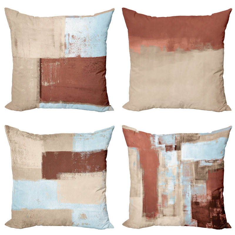 Reversible Pillow Cover, 20" H x 20" W, Redwood Baby Blue / Tan