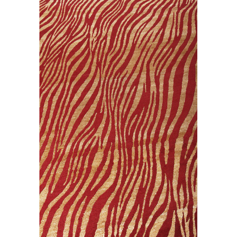 Wilderness Abstract Area Rug in Red/Beige, Rectangle 8'6" x 11'6"