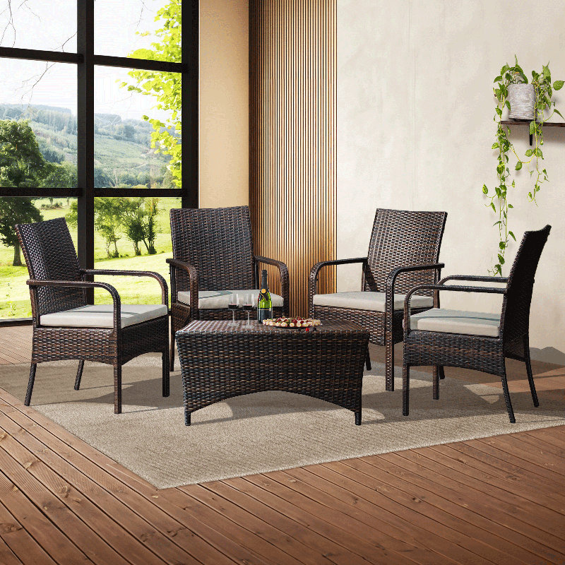 Lithe Patio Furniture Set Wicker Dining Chairs