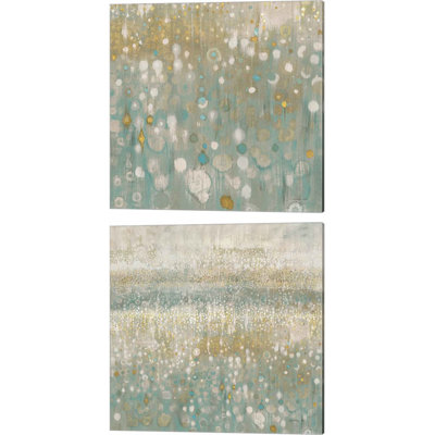 «Rain Abstract Neutral» par Danhui Nai, ensemble de 2 peintures sur toile tendue