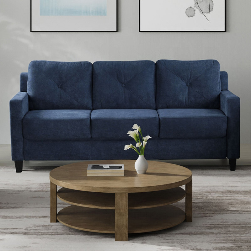 Horatio Chenille Sofa With Pocket Coil Seating – Navy, Blue