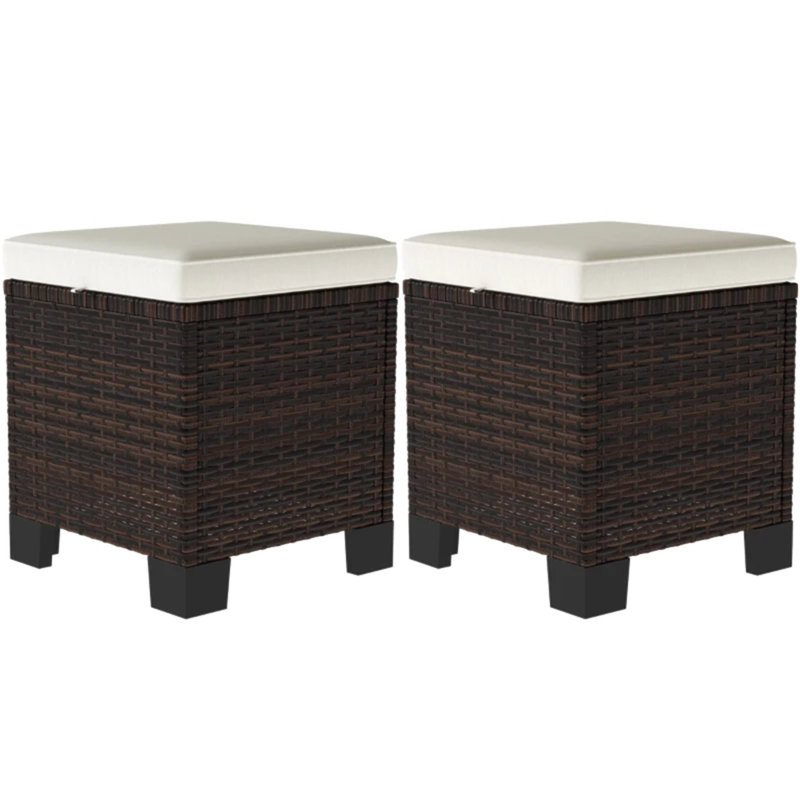 Ensemble de 2 repose-pieds d'extérieur beige, Beige
