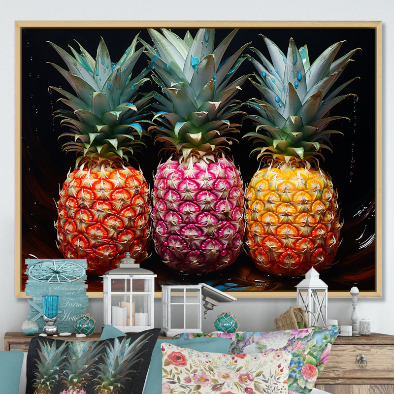Nectar néon ananas I, Cadre flottant naturel, H 34 po x l 44 po x P 1,5 po