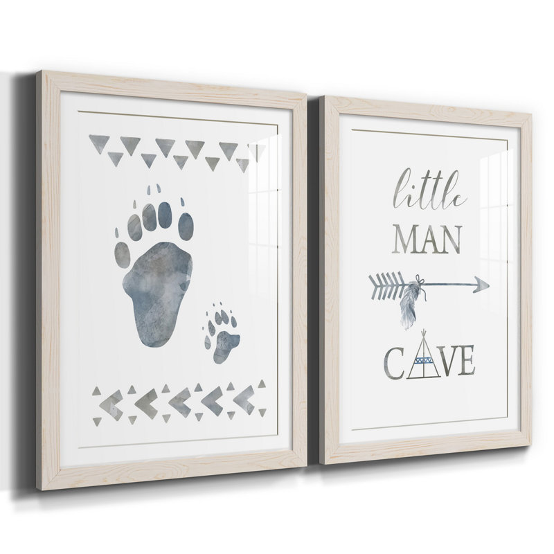 Little Man Cave Paws - 2 pièces, Blanc, H 20 po x l 17 po x P 1 po, Papier encadré blanc