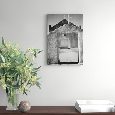 Church in Taos Pueblo New Mexico by Ansel Adams Photographic - Wrapped Canvas