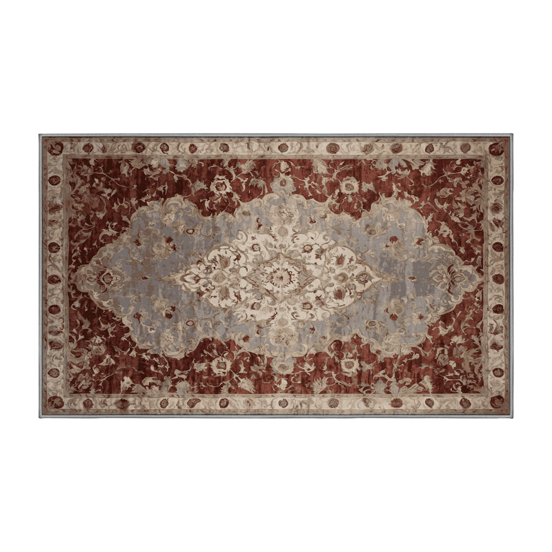 Machine Washable Gray Area Rug, Rectangle 4' x 6'