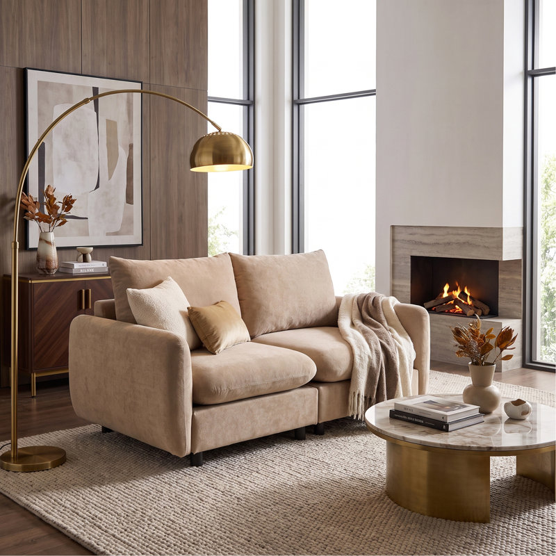 Canapé d'angle modulaire en velours 69 po 2 places, Nomad
