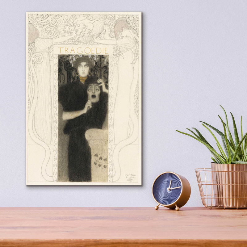 «Tragodie» par Gustav Klimt, art mural en verre acrylique, H 16 po x l 12 po x P 0,13 po