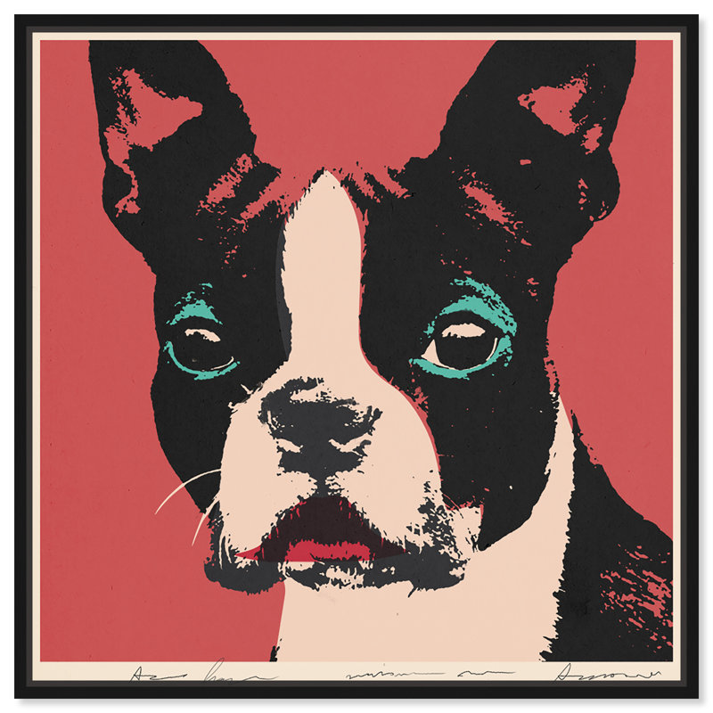 «Doggy Warhol», reproduction d'impression sur toile tendue, H 30 po x l 30 po, Cadre noir