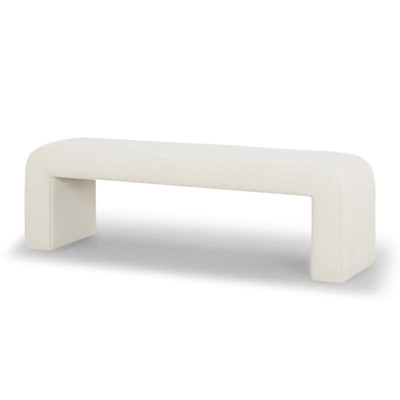 Banc rembourré Colyt, H 19 po x l 60 po x P 18 po, Blanc