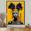 Art africain, reine bleue africaine, collage rétro sur fond jaune - femme moderne-455619924-455619920