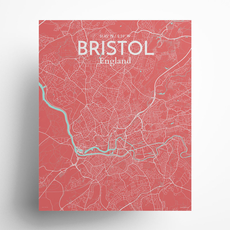 Bristol City Map In Maritime - No Frame Print, 20cm H x 16cm W x 0.05cm D