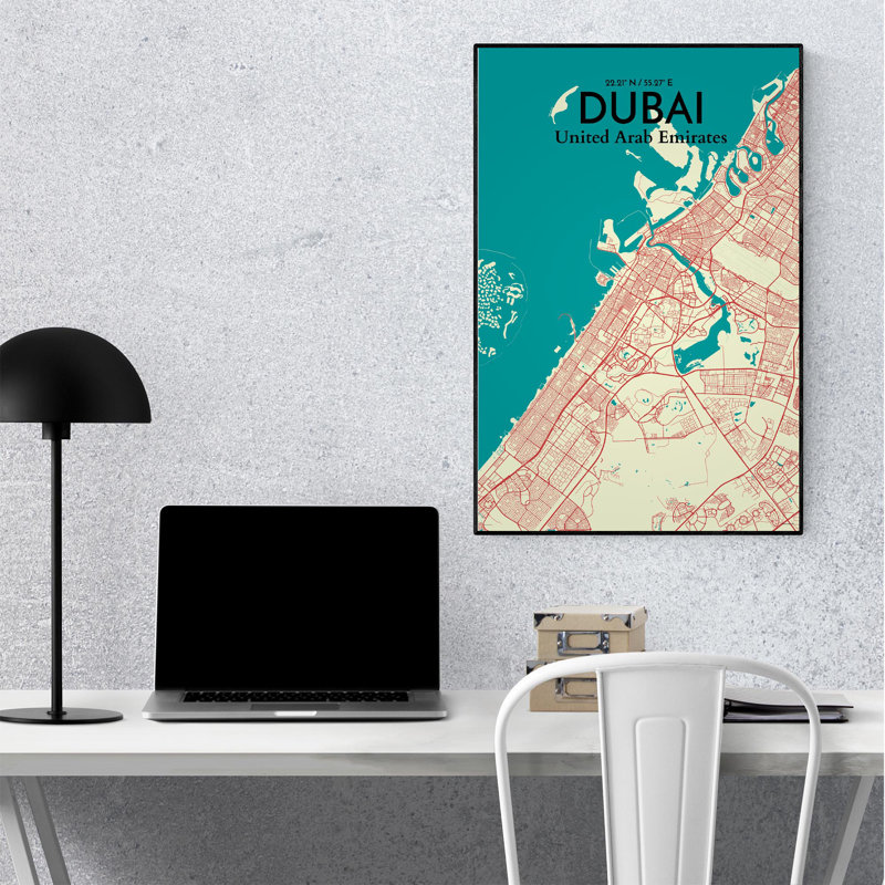 " Dubai City Map ", 36" H x 24" W