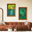 Ensemble d'art mural Mid-Century moderne en toile rectangulaire 2 pièces pour le salon-415101290