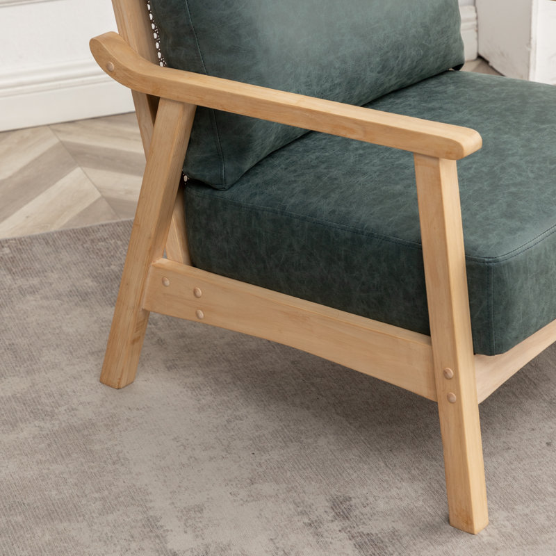 Fauteuil en polyester de 27 po Willbanks, Similicuir Vintage bleu