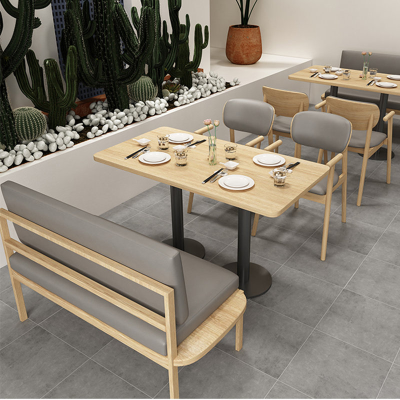 Modern Light Luxury Restaurant Bench Faux Leather Upholstered Bench, Gray