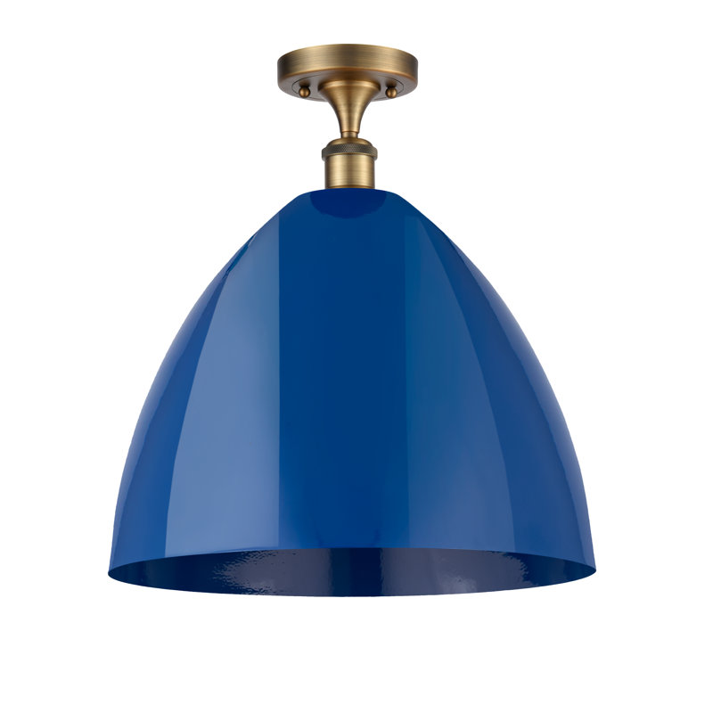 Crooksville Semi Flush Mount, Blue, Brushed Brass