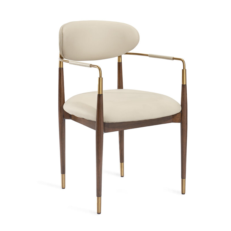 Cidra Upholstered Arm Chair, Beige, Gold/Brown